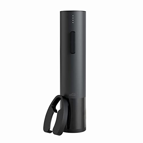 Lacor - 63056 - Black Luxe Stainless Steel Electric Corkscrew, Automatic Wine Opener, Elegant, Modern And Ergonomic, Led Lighting And Indicator, Ø 4.8