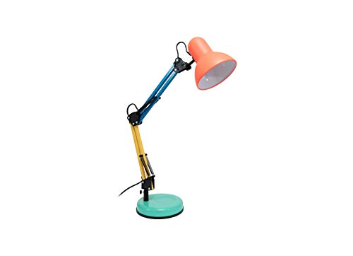 Fisura - Lampada Da Scrivania Vintage Ralph. Lampada Da Scrivania Corallo, Giallo, Blu E Verde. Compatibile Con La Lampadina E27. Lampada Da Scrivania