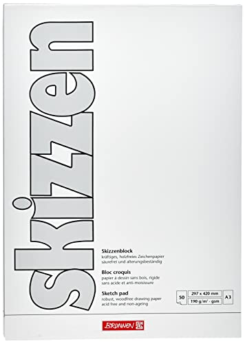 3 Blocchetti Da Disegno Brunnen A3, 190 G, 50 Fogli