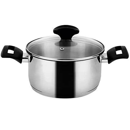 Fagor Alaia Casseruola A Induzione 24 Cm, 4,5 Litri In Acciaio Inox 18/10, Coperchio In Vetro, Fondo Diffusore A Triplo Strato, Adatto Per Tutte Le Cu