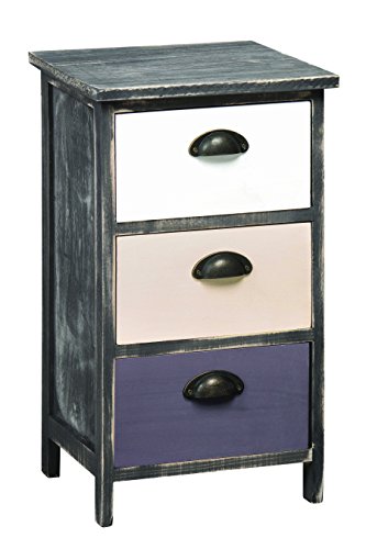 Premier Housewares 2403976 Urban Loft Cassettiera, Include 3 Cassetti In Legno Di Paulownia Acquerello Bruno