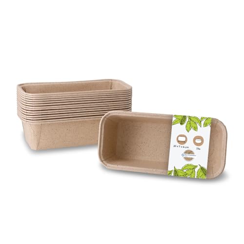 Greenbox Stampi Per Cacao Rettangolari, 20 X 7 X 6 Cm, Resistenti Al Forno, Teglia Per Pane, Carta Marrone, Piccoli Stampi Per Torte, Stampi In Carta