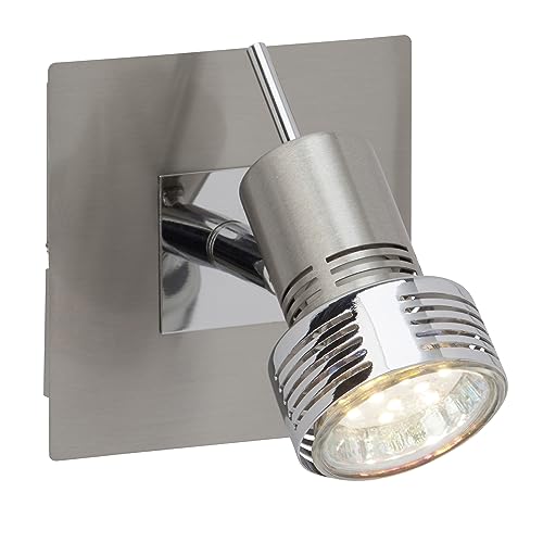 Brilliant Lampada Kassandra Faretto Led A Parete In Ferro/Cromato | 1X Led-Par51, Gu10, 3W Lampada A Riflettore Led Inclusa, (250Lm, 3000K) | Scala Da