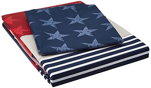 Catherine Lansfield Stars & Stripes – Copripiumino E Federa Per Cuscino Letto, 220 X 180 Cm, Colore: Blu