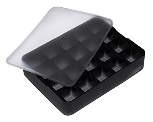 Lurch Ice Former Premium - Ghiacciapasta In Silicone Con Coperchio Per 20 Cubetti Di Ghiaccio Da 3 Cm, Colore: Nero
