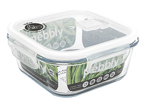 Pebbly Pkv-800Cb Piatto/Scatola Quadrata In Vetro 800 Ml Vetro Trasparente 15,6 X 15,6 X 7,2 Cm