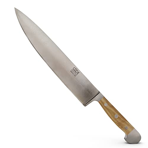 Güde Solingen - Coltello Da Cuoco Grande Forgiato, 26 Cm, Legno D'Ulivo, Alpha-Olive - Coltelli Da Chef, Doppio Collarino, Fatto A Mano In Germania