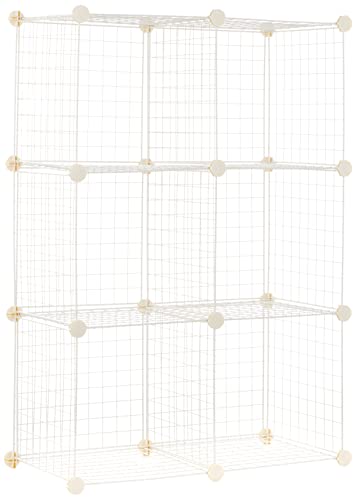 Amazon Basics Scaffalatura In Filo, 6 Unità (Sei Cubi), Bianco, 37.08 D X 76.96 W X 113.79 H Cm