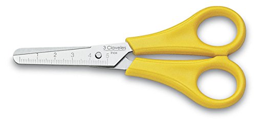 3 Claveles 183 – Forbici Da Scuola, In Acciaio Inox, Con Righello Da 12 Cm