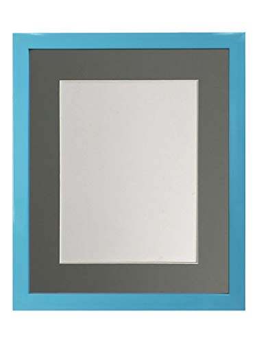 Frames By Post Cornice Portafoto Blu Con Passepartout, 14 X 11 Cm, Dimensioni 25,4 X 20,3 Cm, Montatura Grigio Scuro, 14 X 11 Image Size 10 X 8 Inch