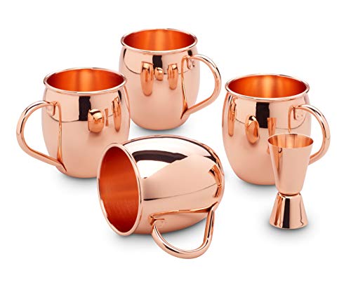 Echtwerk Set Di Tazze In Rame, Bicchieri In Acciaio Inox, Bicchieri Da Cocktail Perfetti Per Gin E Bevande Fredde, Set Regalo, 4X Tazze In Rame 500 Ml