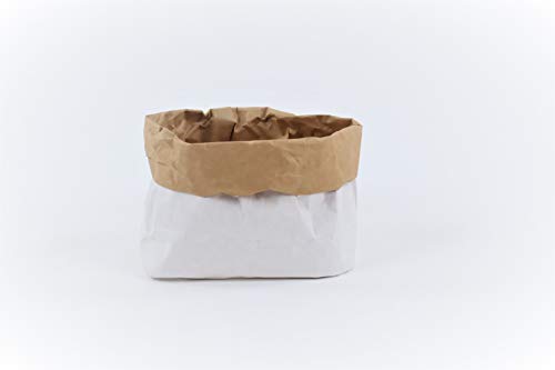 B&P Italia 5 Sacchetti Portapane Country Sack Riutilizzabili Più Volte, Carta Kraft Ad Uso Alimentare, Bianco/Avana, Small 22X13Xh57, 5 Unità