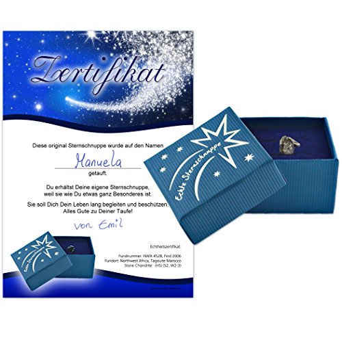 Geschenke Mit Namen Vera Stella Cadente In Confezione Regalo Con Dedica Per Il Battesimo. Meteorite Con Certificato Di Autenticità E Certificato Di Ba