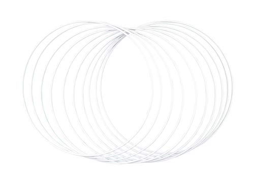 Rayher 25214102 Anelli In Metallo Bianchi, 10 Pezzi, 25 Cm Ø, Spessore Circa 3 Mm, Cerchi Metallici Per Hobbistica, Acchiappasogni, Decorazioni In Mac