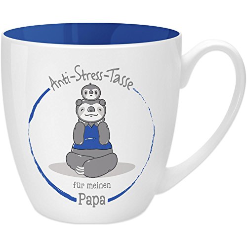 Gruss & Co 45504 - Tazza Anti-Stress Per Papà, 45 Cl, Idea Regalo, In Porcellana New Bone Cina, 9,5 Cm, Colore: Blu
