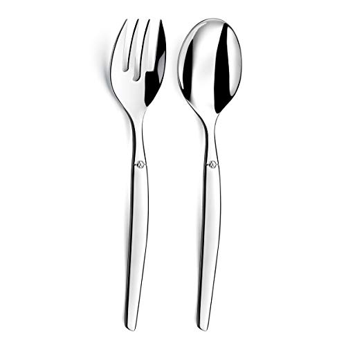 Lou Laguiole Jet 2 Posate Per Insalata, Inossidabile Acciaio Inox 18/0 Us, Brillante