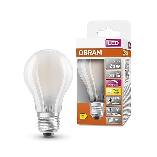Osram Lampada Led Superstar+ Classic A Glfr 25, E27, Goccia, 2.2W, 300Lm, 2700K, Luce Bianca Calda, Componente Blu E Affaticamento Visivo Notevolmente