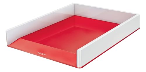 Leitz Wow 53611026 - Vassoio Porta Lettere, Formato A4, Colore: Bianco/Rosso