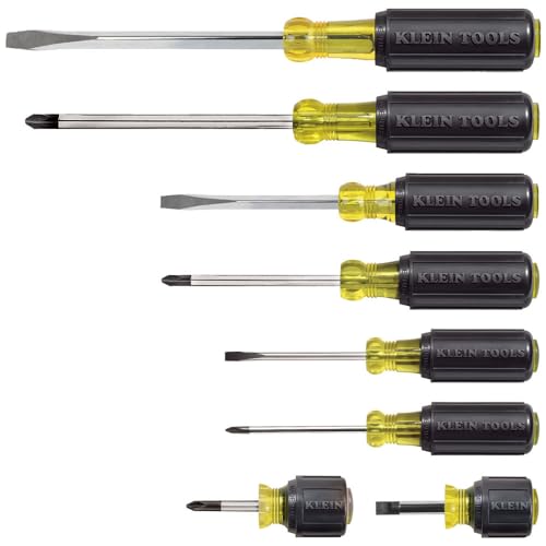 Klein Tools Set Di Cacciaviti, Multi-Applicazione, 8 Pezzi 85078, Gomma, Giallo/Nero, 8-Piece