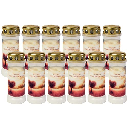 Bolsius Lumino Funerale – Bianco – 12 Pezzi – Lunghezza 70 Ore – Candela Funebre & Memoriale – Bruciatore Permanente – Con Motivo – Albero – Non Profu