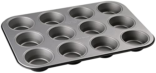 Zenker Energy 6910 - Stampo Per 12 Muffin, Antiaderente, Classico, Colore: Argento/Antracite, L 38,5 Cm, 6910