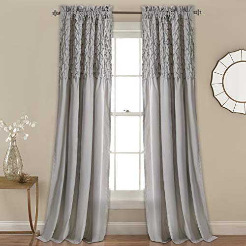 Lush Decor Bayview Pintuck-Tende Semitrasparenti Testurizzate Per Soggiorno, Sala Da Pranzo, Camera Da Letto (Coppia), Poliestere, Grigio, 84" X 52"