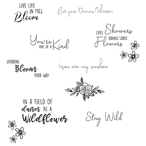 Sizzix Clear Stamps Spring Bloom Sentiments Di Jess Slack | 666145 | Set Di 10 Timbri In Gomma Per Biglietti, Scrapbooking E Artigianato In Carta, Tag