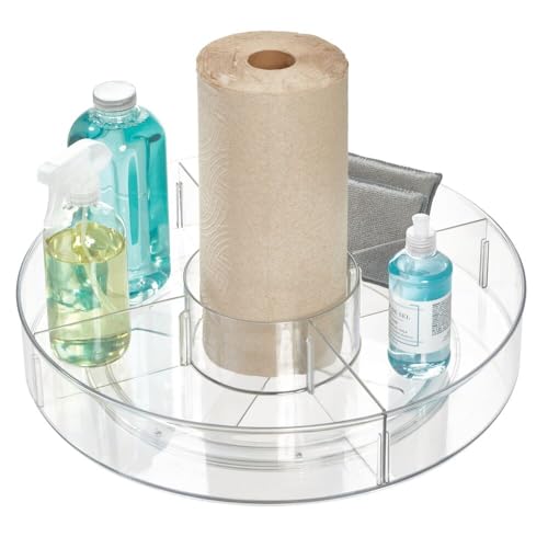 The Home Edit By Idesign Contenitore Girevole Lazy Susan Da 47,7 Cm Con 4 Scomparti, Plastica Riciclata Trasparente
