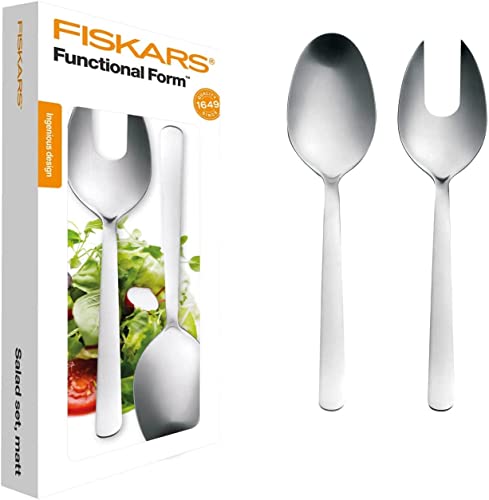 Fiskars Posate Per Insalata, 2 Pezzi, Acciaio Di Qualità, Argento/Opaco, Functional Form, 1002960