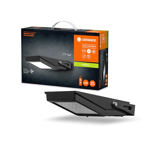 Ledvance Endura Flood Solar Sensor Proiettore Led Solare, 10W, Sensore Integrato, Luce Bianca Fredda, Telecomando, Lunga Durata Della Batteria Fino A