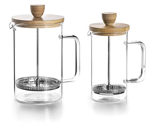Lacor - 62163, Caffettiera Francese Wood, 3 Tazze, 0,35 Litri, Acciaio 18/10