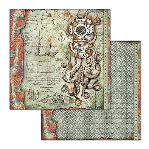 Stamperia Foglio Double Face-Sea World Polpo, Carta, Multicolore, 31.5Cmx30.5Cm, 10 Unità