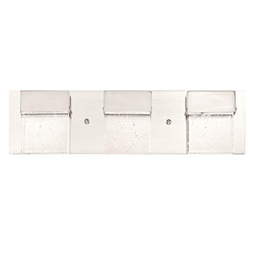 Westinghouse Lighting 63299 – Apparecchiatura Da Parete Da Interno Led Cava Ii A Tre Luci Da 21 Watt, Finitura In Nichel Spazzolato Con Vetro A Bollic