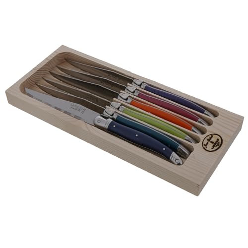 Laguiole Jean Dubost 97131, Set 6 Coltelli Da Bistecca London Mix, Colori Assortiti