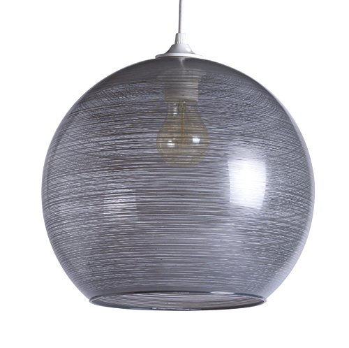 Lampada Shadow Wave Grigia, Sospensione Vetro, 75 W, Grigio, Ø 30 X H 30 Cm