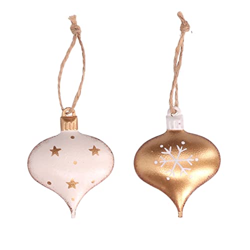 Vacchetti Giuseppe Confezione 8 Addobbi A Goccia Color Bianco E Oro In Metallo, 6195750000