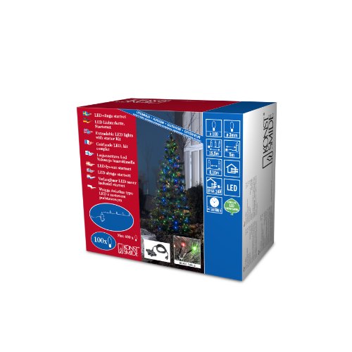 Konstsmide 3656-500 / Micro Led Sistema Luci 400 Set Di Base: Catena Di Luci Trasformatore E Distributore Per 4 Catene / 100 Diodi Colorati / 24V Tras