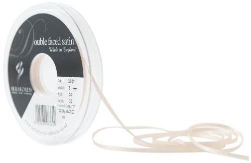Berisfords Nastro Double-Face In Raso Di Poliestere 3 Mm, Panna
