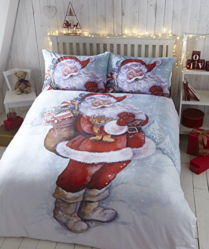 Eleanor James Parure Di Biancheria Da Letto Natalizia Con Copripiumino E Federa, In Poliestere, Multicolore, Per Letto Singolo, Motivo: Babbo Natale, 