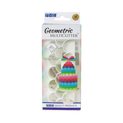 Pme Gmc191 Multicutter Geometrico Per Torta-Scala Di Pesce, Taglia Piccola, Plastica Abs, Bianco