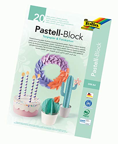 Folia 678 – Blocco Pastello Con 10 Fogli Di Carta Tonica E Cartoncino Fotografico, Formato Din A4, Colori Assortiti – La Base Ideale Per Molteplici La