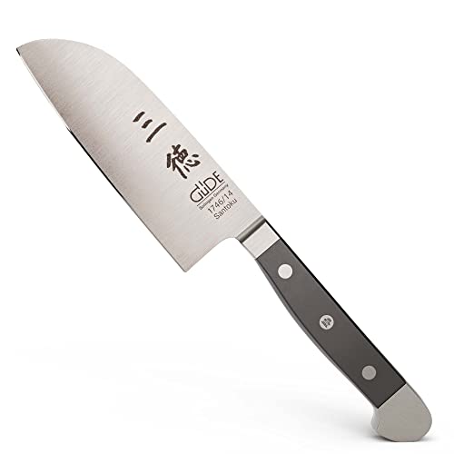 Güde Solingen - Coltello Santoku Forgiato, 14 Cm, Pom Nero, Alpha - Doppio Collarino, Fatto A Mano In Germania