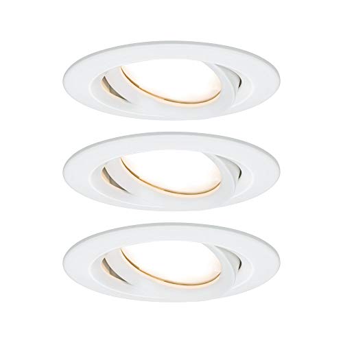 Paulmann Coin Schwenkbar Dimmbar 93682 Nova Plus Lampada Led, Rotonda, Orientabile, Incl. 3 X 6 Watt, Ip65, Incasso, Bianco Opaco, Faretto In Allumini