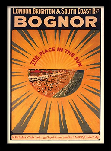 Pyramid International – Stampa Incorniciata Bognor Memorabilia, Multicolore, 30 X 40 X 1.3 Cm