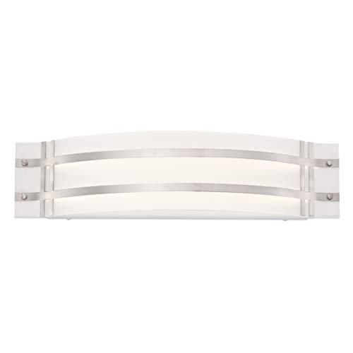 Westinghouse Lighting 63718 – Apparecchiatura Da Parete Da Interno Led Aurelio A Una Luce Da 21 Watt, Finitura In Nichel Spazzolato Con Vetro Smerigli