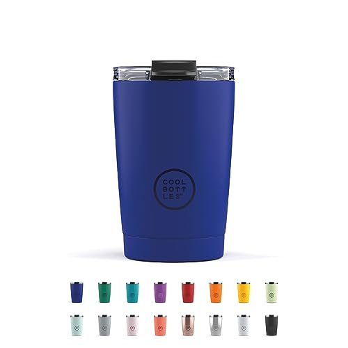 Cool Bottles - Tumbler - Bicchiere Termico In Acciaio Inossidabile - 330 Ml - Vivid Blue - Tazza Da Caffè - Coperchio Ermetico - Bevande Fredde 10 Ore