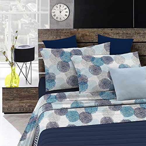 Italian Bed Linen Fantasy Completo Letto, Microfibra, Multicolore (Soffioni Blu), Matrimoniale
