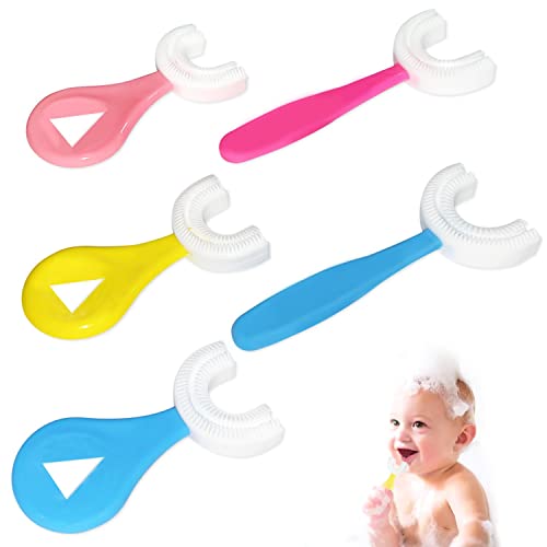 Confezione Da 5 Pennelli Per Bambini A Forma Di U, Setole In Silicone Per Massaggi, Pulizia A Tutto Tondo, Spazzolini Da Denti Per Bambini Da 2 A 12 A