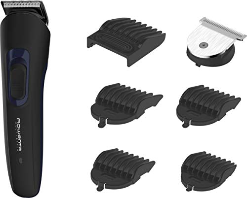 Rowenta Tn8930 Multistyle 7In1 Rasoio Multifunzione, Per Barba E Capelli, Con 7 Accessori, Nero/Blu