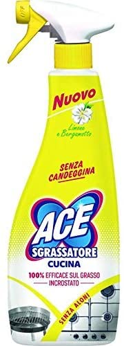Ace Spray Sgrassatore Cucina Senza Candeggina Limone E Bergamotto 6 Confezioni Da 500 Ml [Totale 3000 Ml]